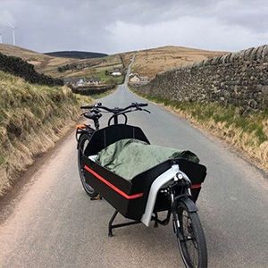 A bike parked inbetween two hills