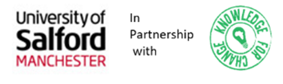 university of salford in partnership with Knowledge for change logo
