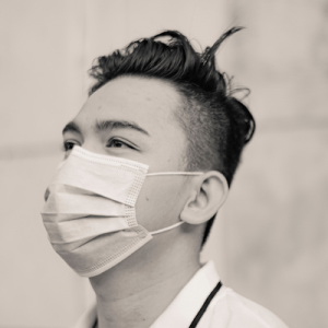 A man wearing a Covid mask