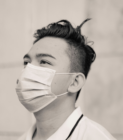 A man wearing a Covid mask