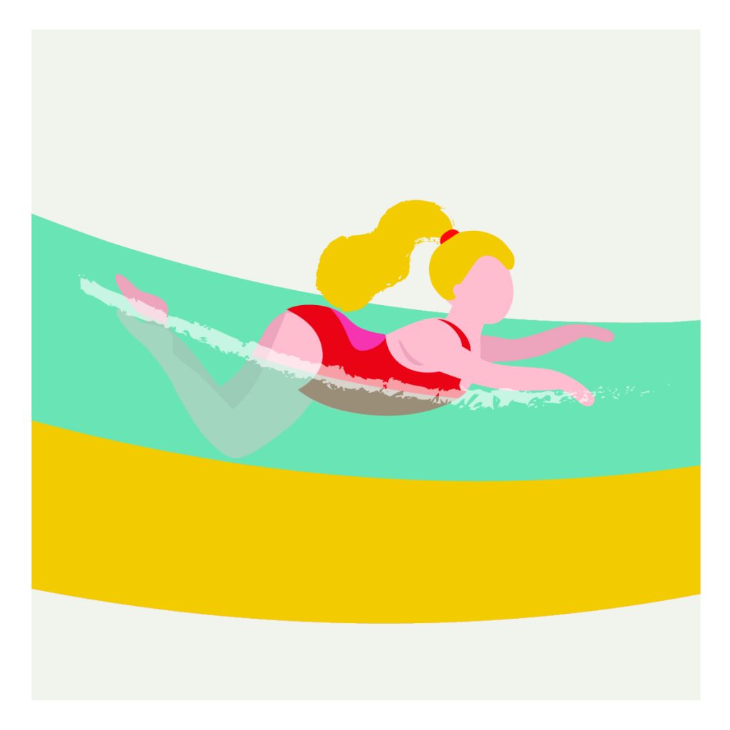 Graphic of a girl swimming.